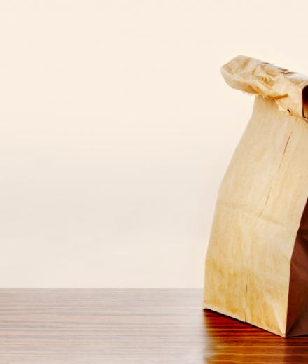 Brown bag on a table