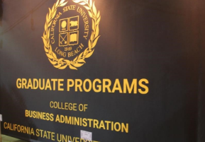 Graduate programs banner at a meeting