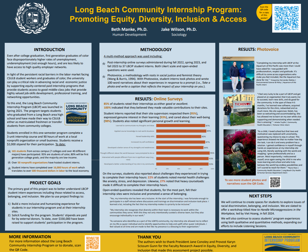 Presentation Poster of Long Beach Community Internship Program: Promoting Diversity, Equity, and Inclusion 