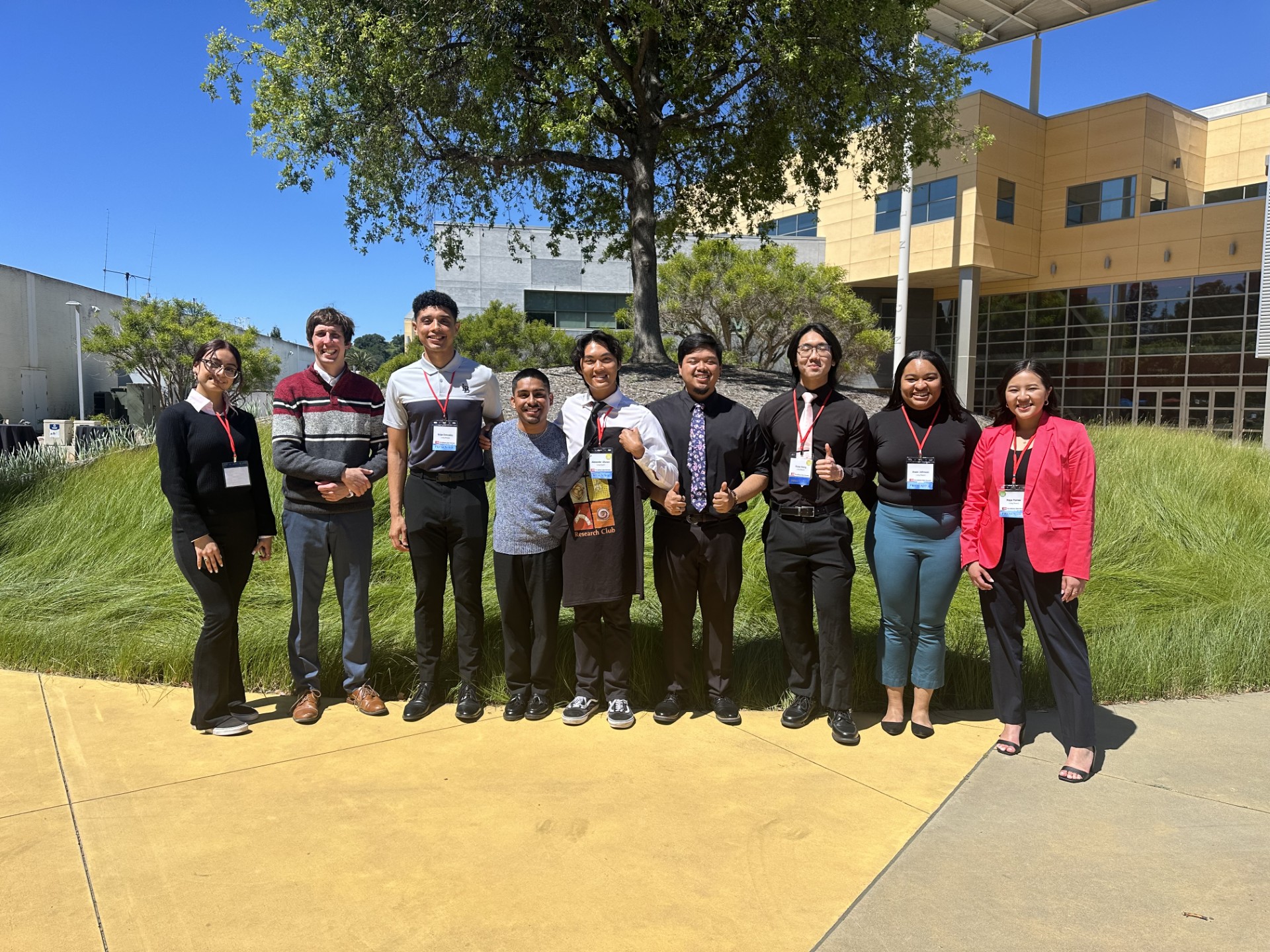 From left to right: undergraduate student - Ruby Barragan, graduate student - Travis Barnett, graduate student - Brian Gonzalez, undergraduate student Angel Marin-Flores, undergraduate student - Alex Alonzo, undergraduate student - Jaylen Leyratana, undergraduate student - Bryan Kang, undergraduate student - Anais Johnson, and undergraduate student - Raya Torres.