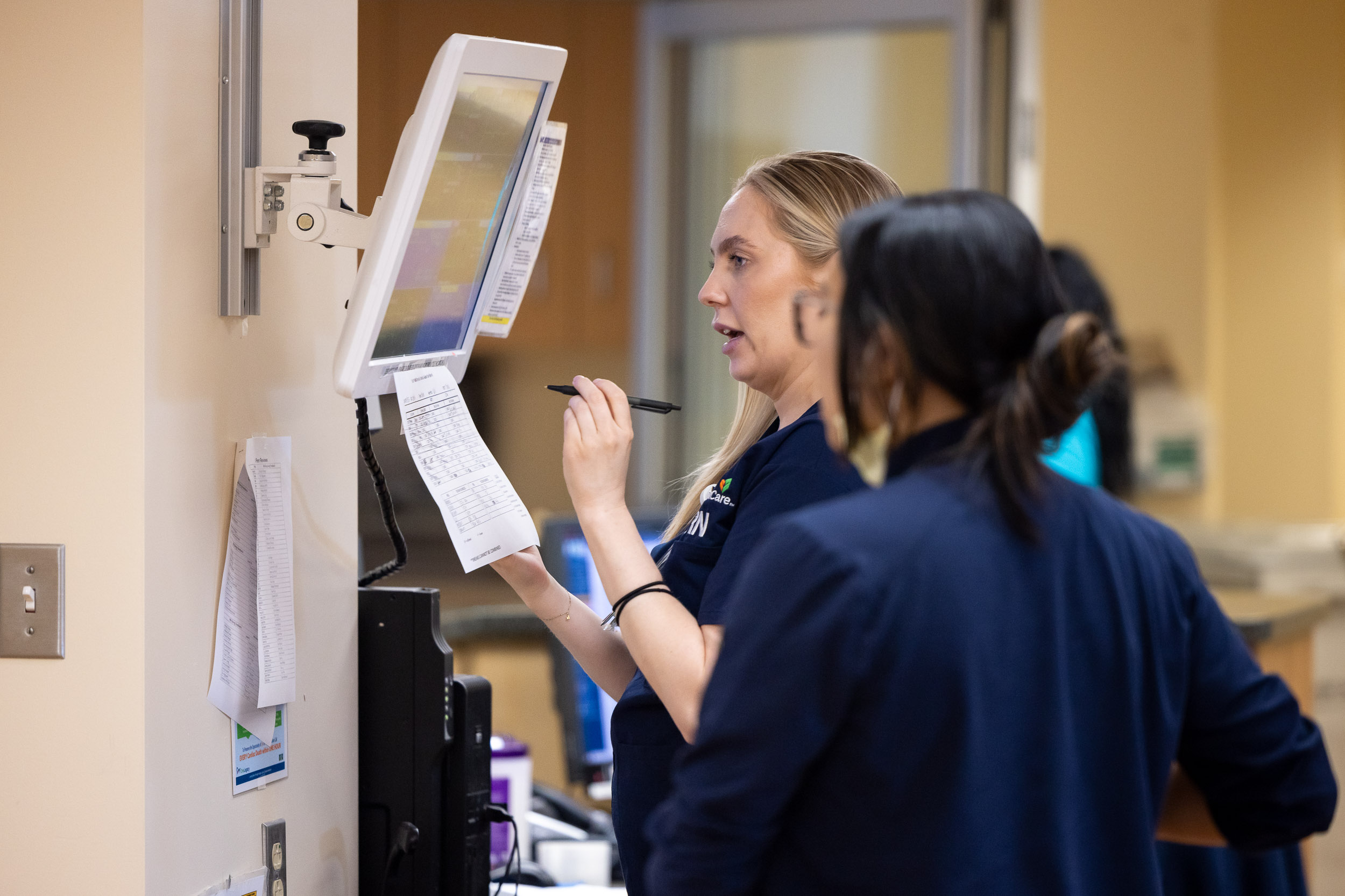 Long Beach Memorialcare of Long Beach Nurse Kirsten Shumaker checks the vitals of patients on a monitor.