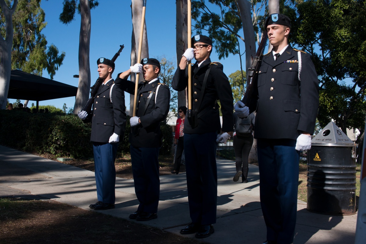 ROTC members perform flag ceremony