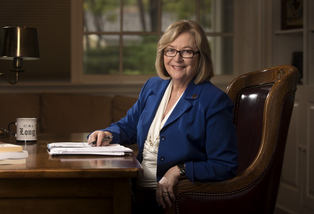 Campus President Jane Close Conoley at her desk