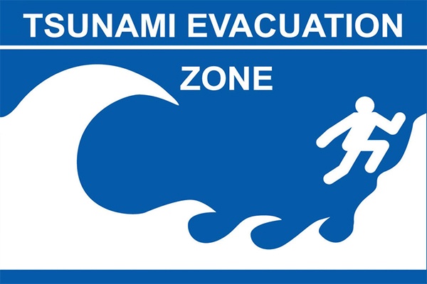 tsunami evacuation zone sign