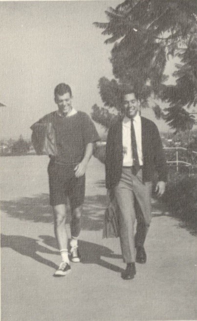 student fashion, Bermuda shorts on campus, 1960's