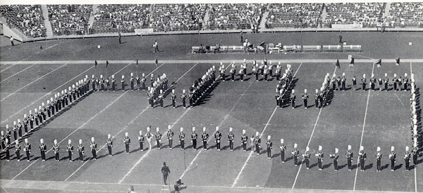 the Forty-Niner Marching Band performs live for television o