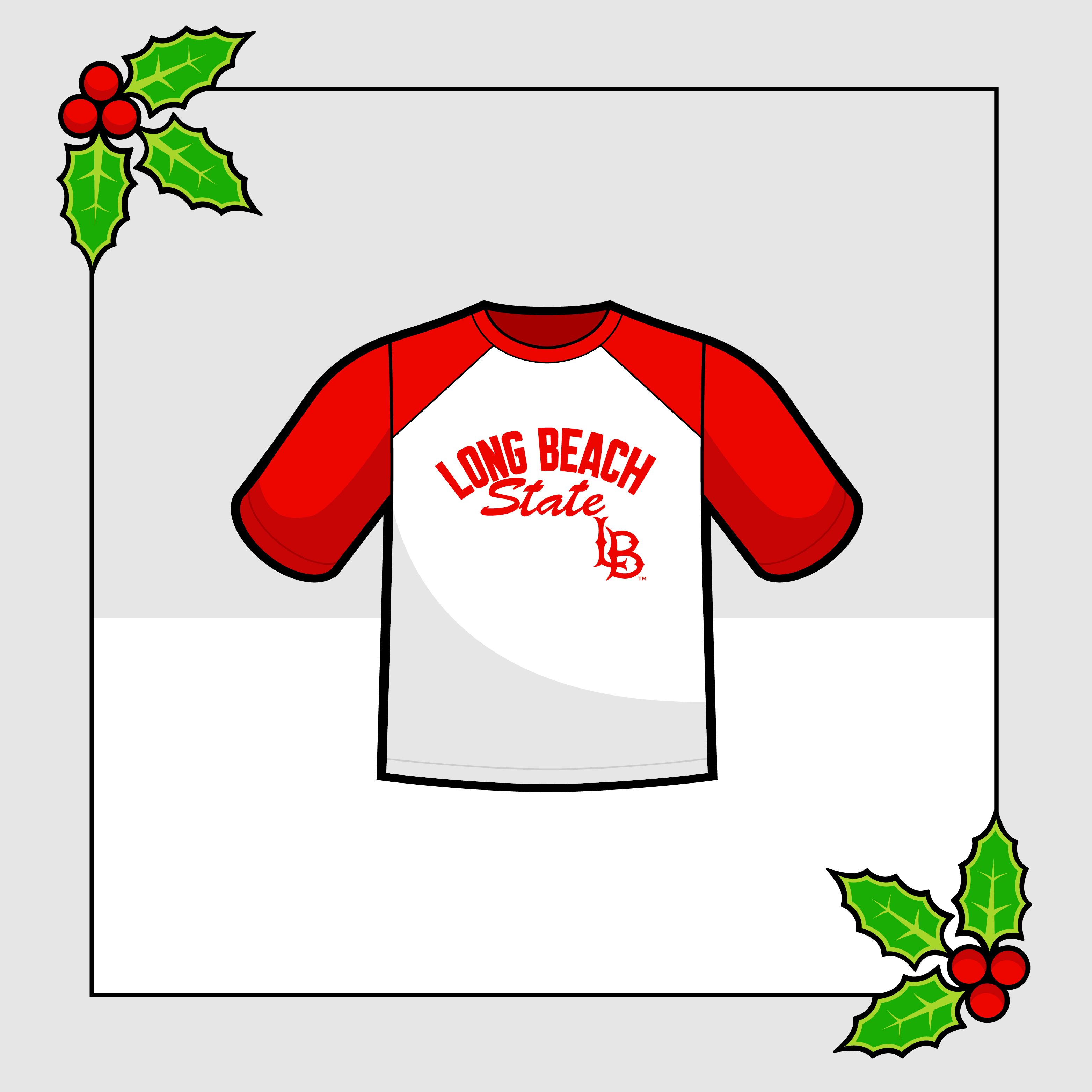 Red and White Baseball Tee with &quot;Long Beach State&quot;