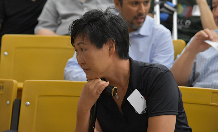 Outgoing Student Core Director, Dr. Chi-Ah Chun, waits for t