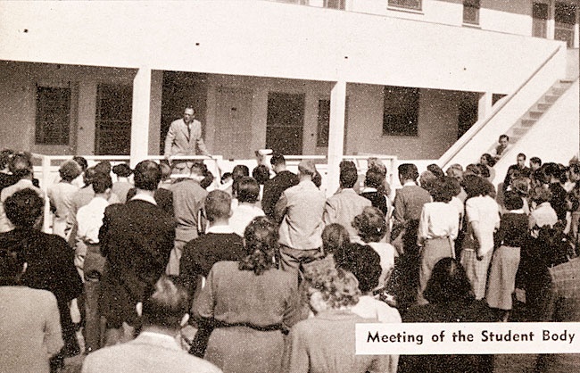 During the first week an assembly was held in the quad. Dr. 