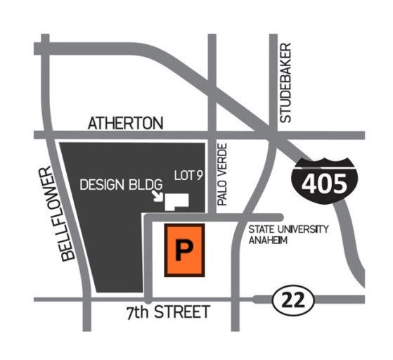 Parking Map for the Design Building found on State Universit