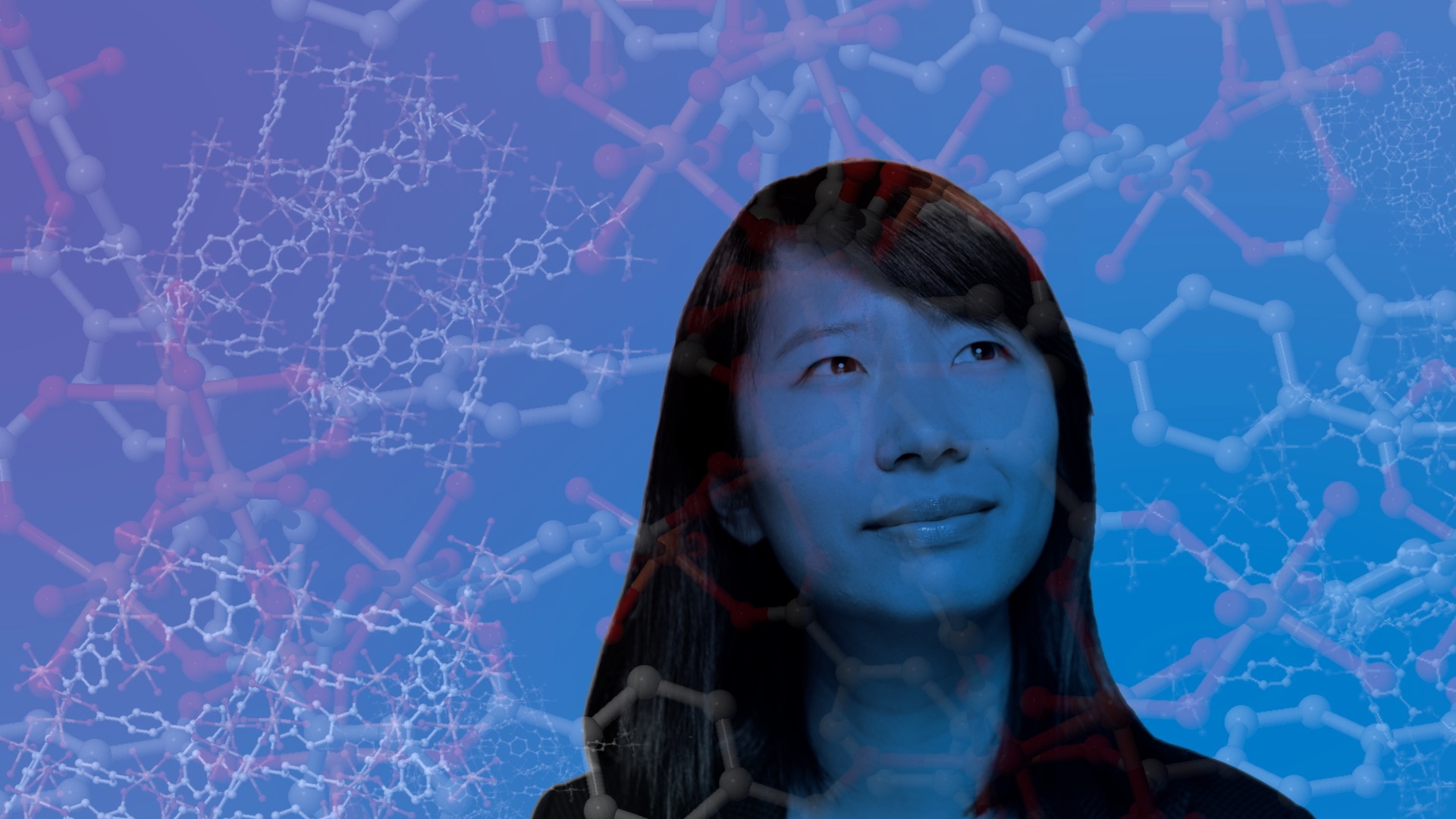 Quest magazine cover showing Professor Fangyuan Tian and the molecule that she is researching.