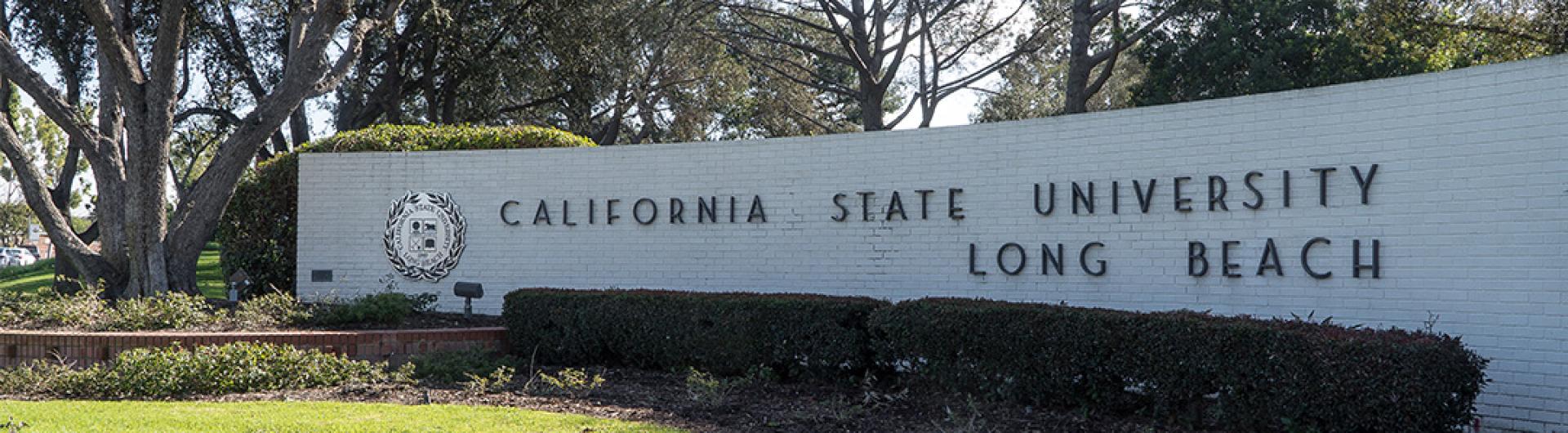 A sign at an entrance to Long Beach State University