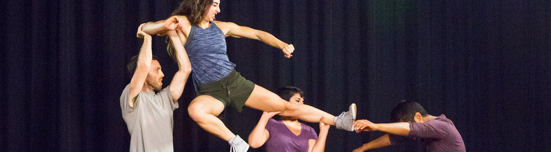 Theater students learn how to kick, punch and fall down in stage combat classes.