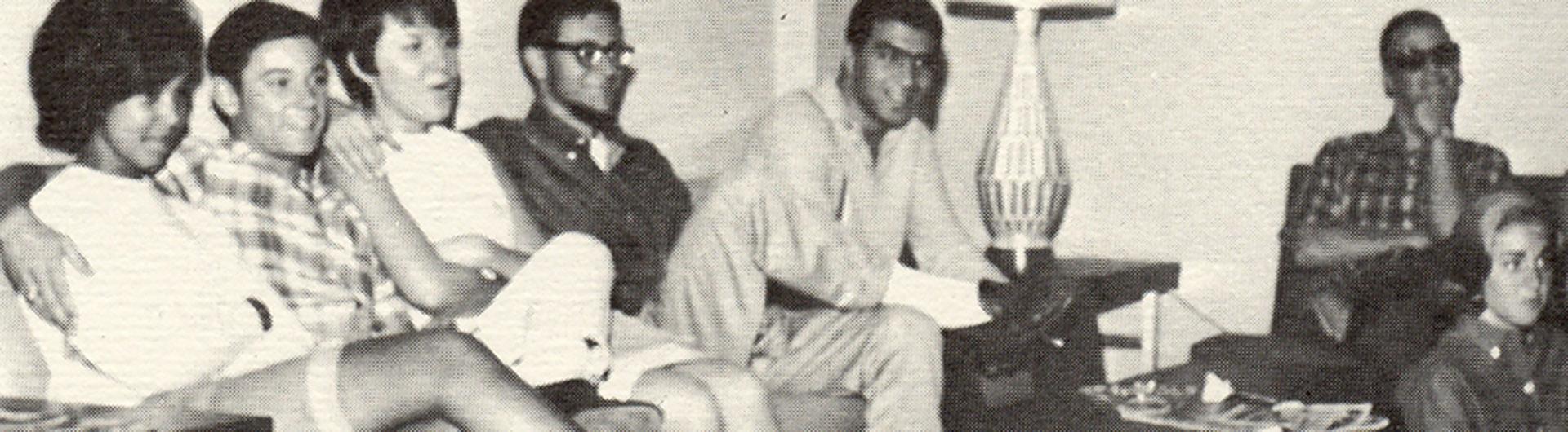 1960's campus image, students sharing together