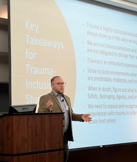 Assistant Professor of Higher Education Jason Lynch of Appalachian State University in North Carolina presents “Working Toward Trauma-Inclusive Campus Environments” at Cal State Long Beach Oct. 14. 