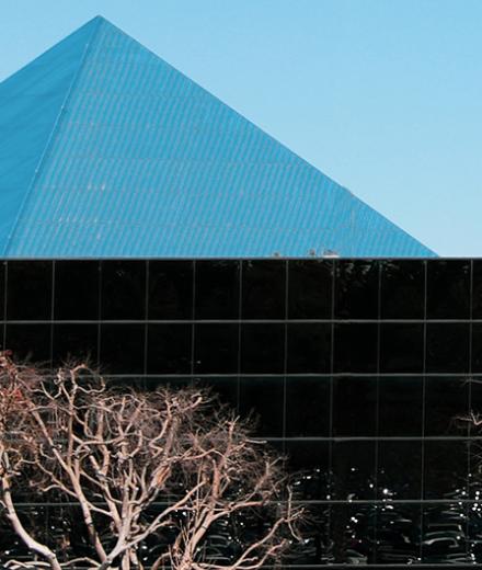 College of Business building and Pyramid