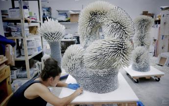 Artist in residence Zemer Peled working in the CCC studio, 2016