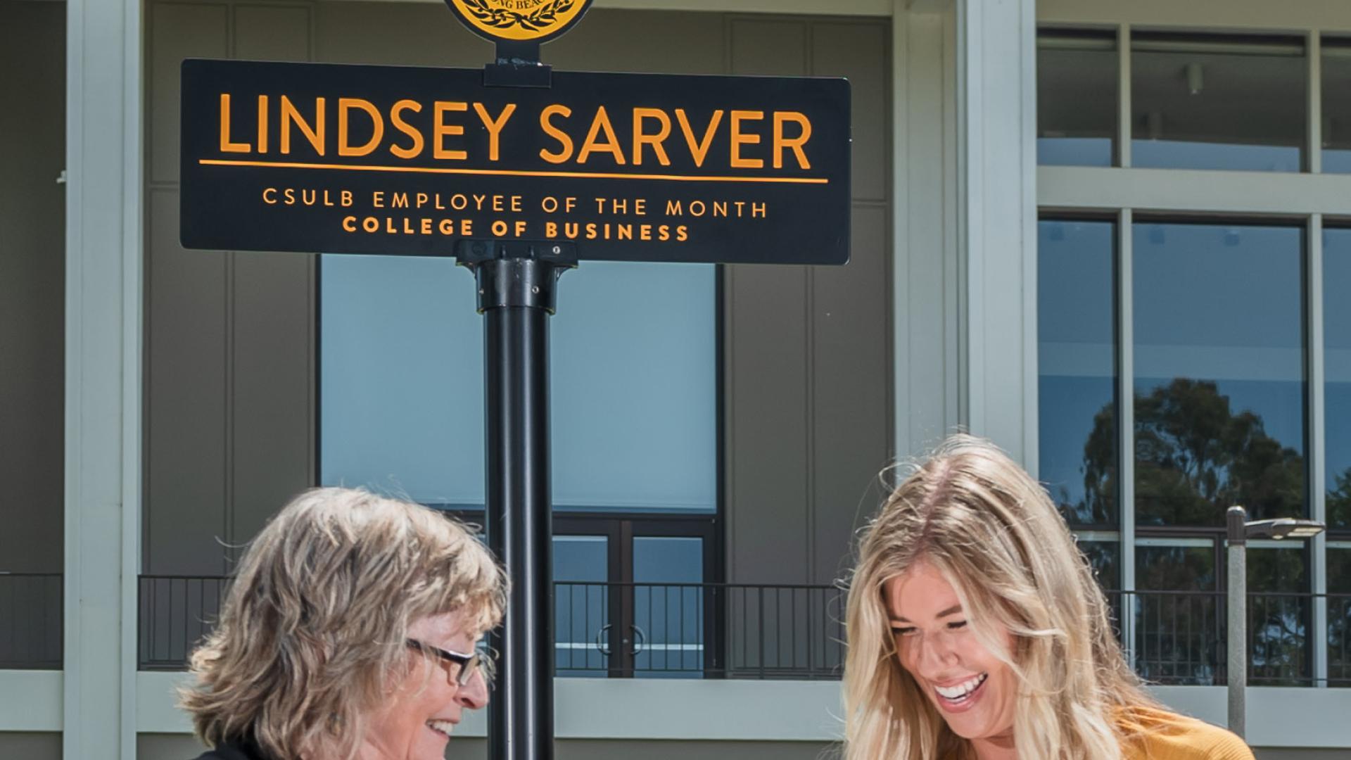 Jane Conoley, Lindsey Sarver, getting July 2019 Employee of the Month 