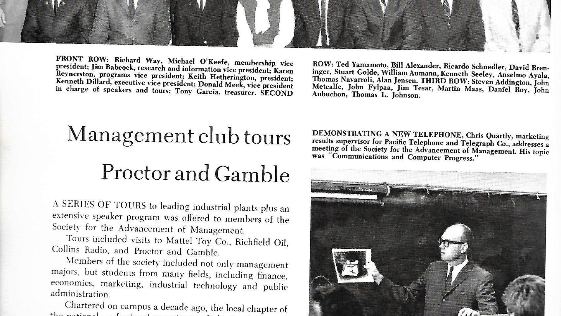 Ken Dillard-LBS 1968 VP-Management Club, 1st row