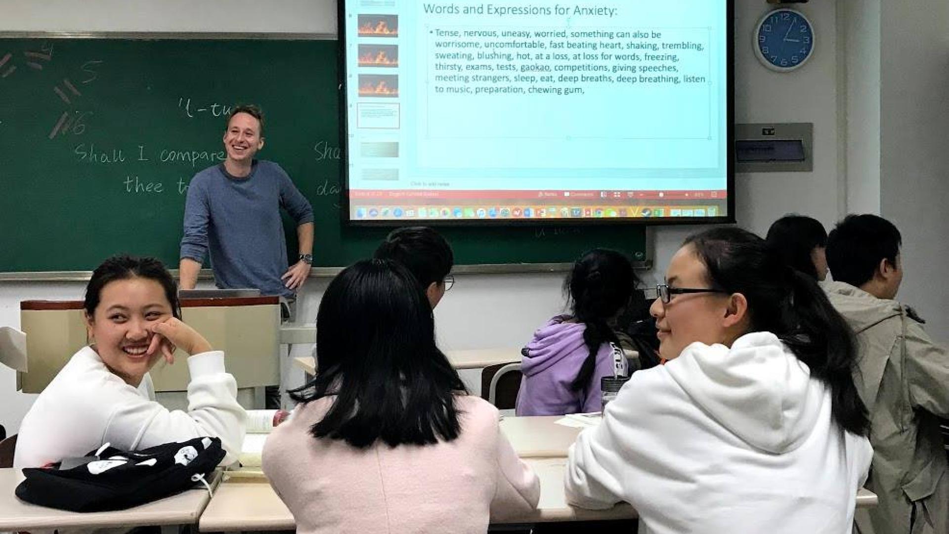 Peace Corps student teaches class