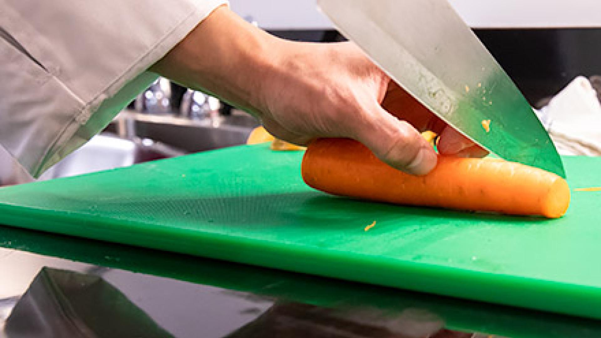 Cutting board with carrot