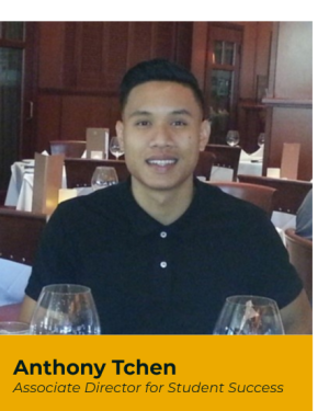 Portrait of Anthony Tchen with yellow banner underneath.