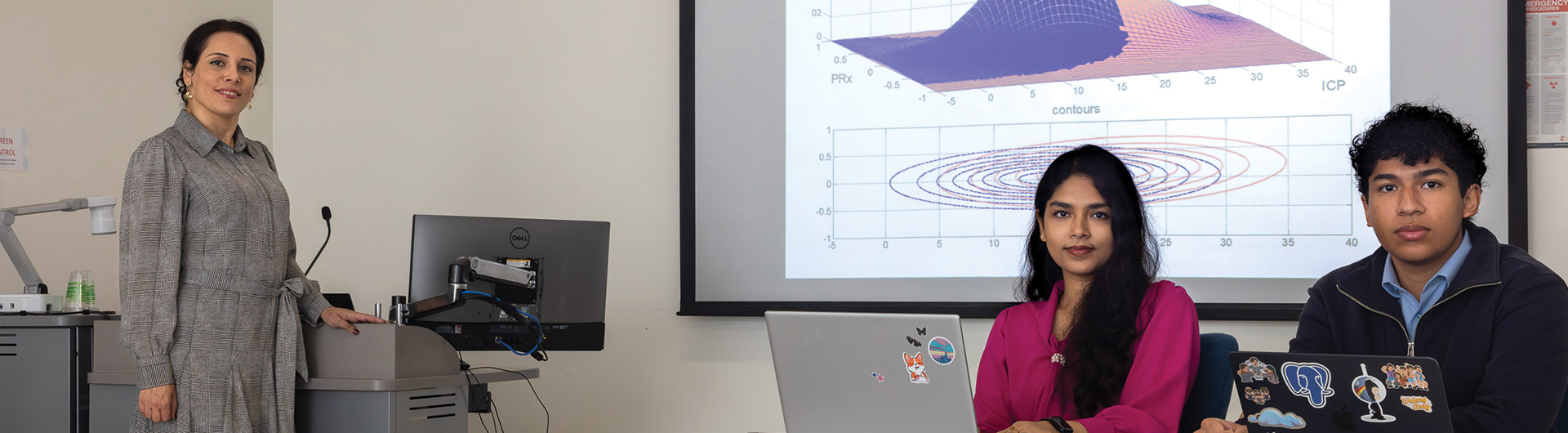 Professor Shadnaz Asgari and two students