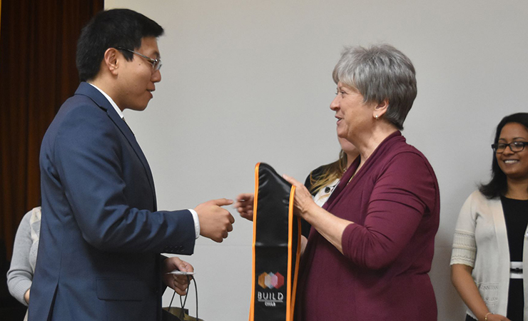 Specially designed CSULB BUILD sashes were distributed to th