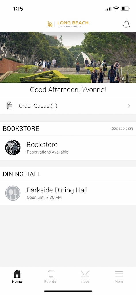 Screenshot of Transact mobile select Parkside