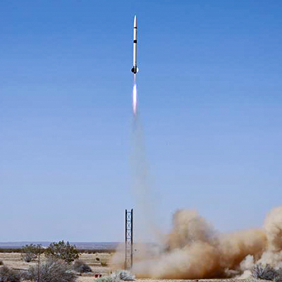 Student rocket flies through the air