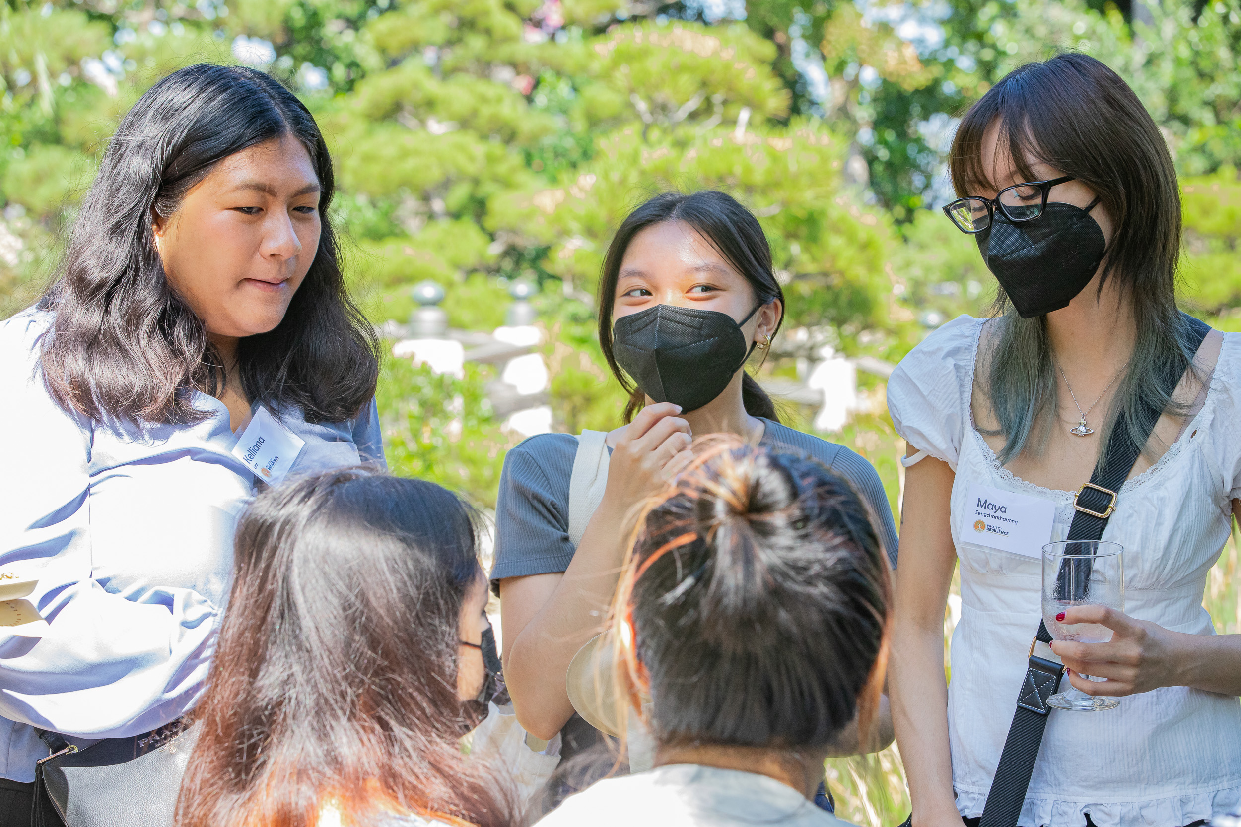 Students mingle at the Jamboree reception at the Japanese Garden