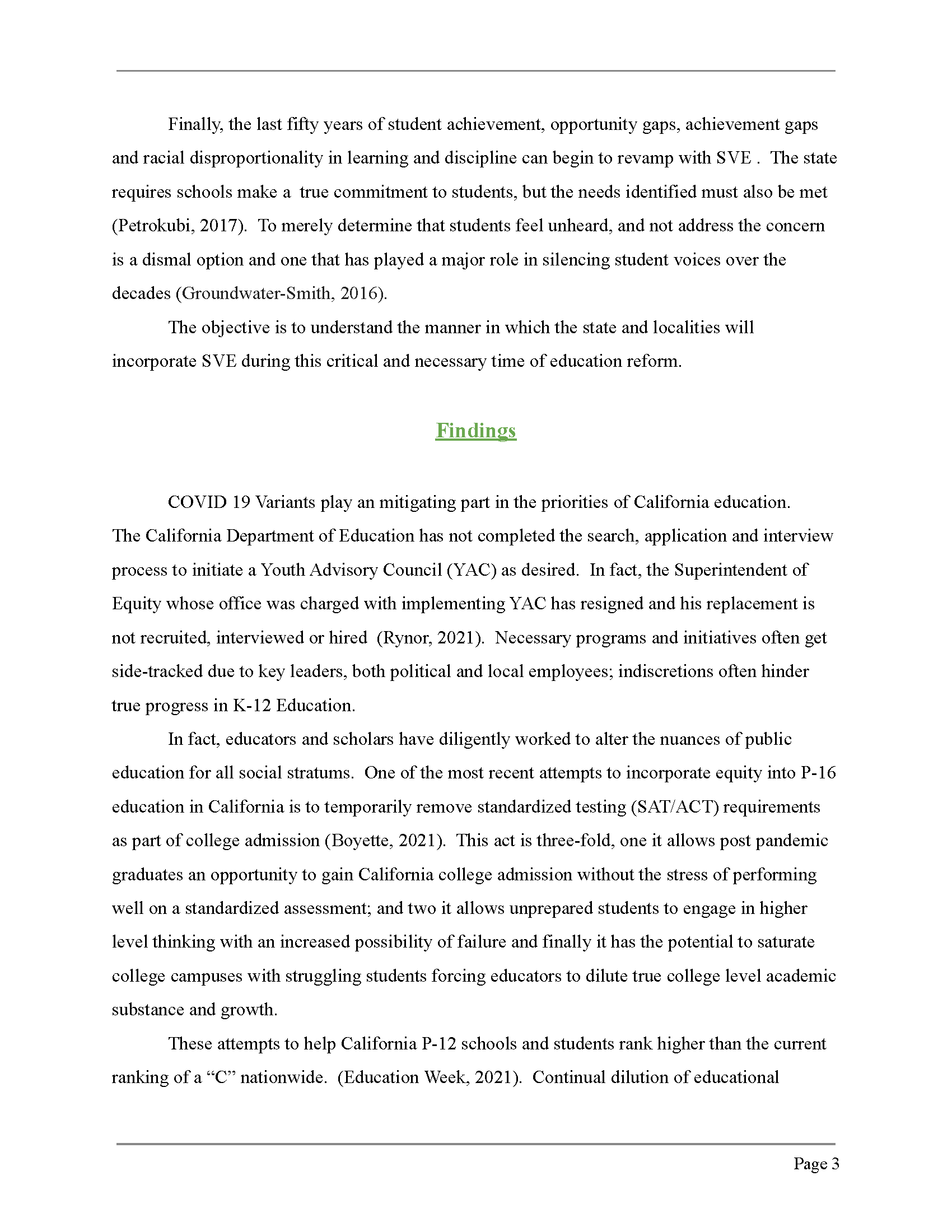 Educational Reform: Including Student Voice and Engagement Educational Reform: Including Student Voice and Engagement 3