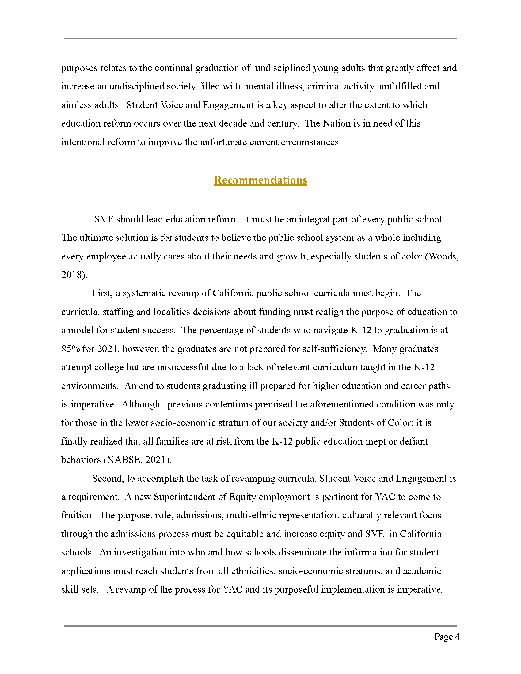 Educational Reform: Including Student Voice and Engagement Educational Reform: Including Student Voice and Engagement 4