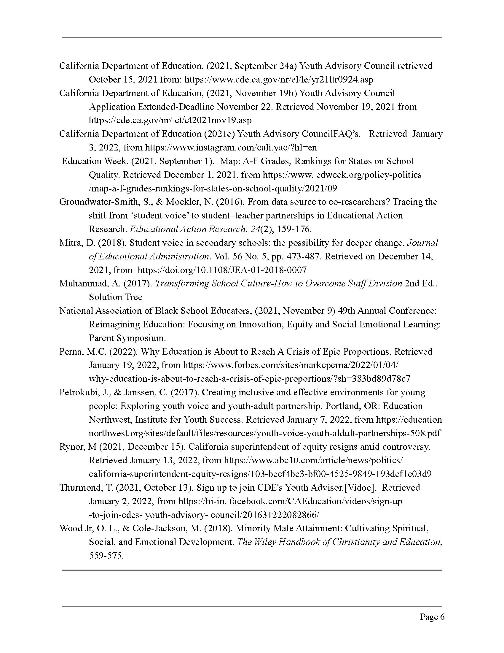 Educational Reform: Including Student Voice and Engagement Educational Reform: Including Student Voice and Engagement 6
