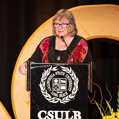 president jane close conoley addresses crowd at gala