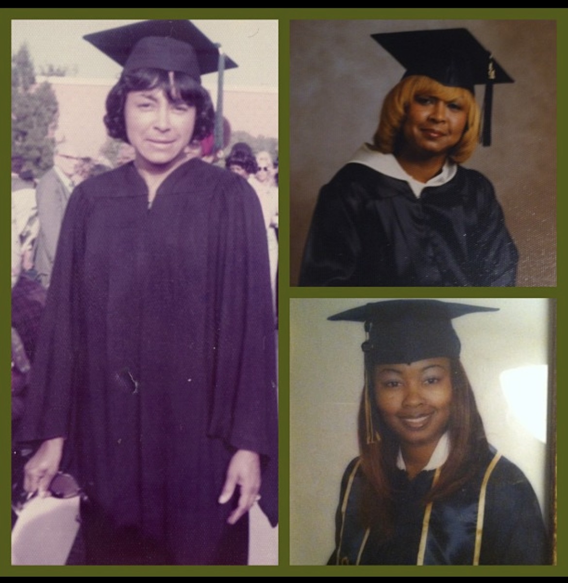 Collage of Mack family in graduation garb