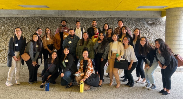 A group of CSULB Student Development in Higher Education students pose together.