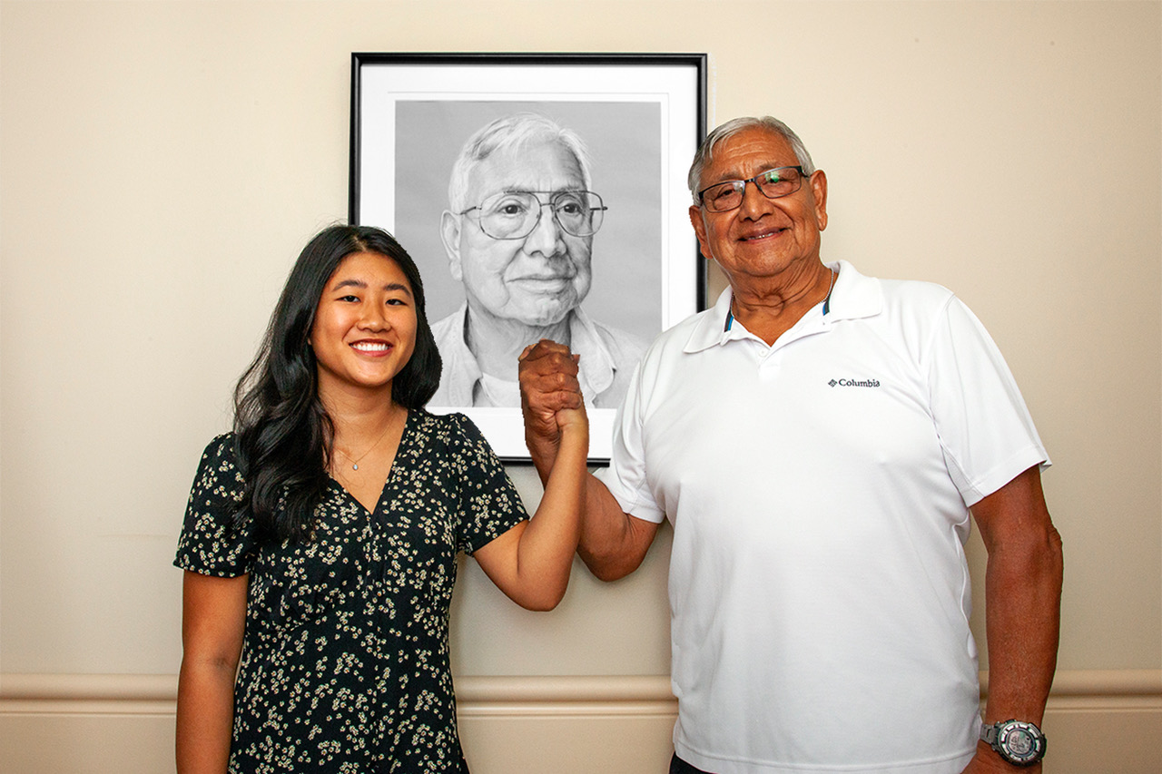 Dan Enriquez's portrait with student