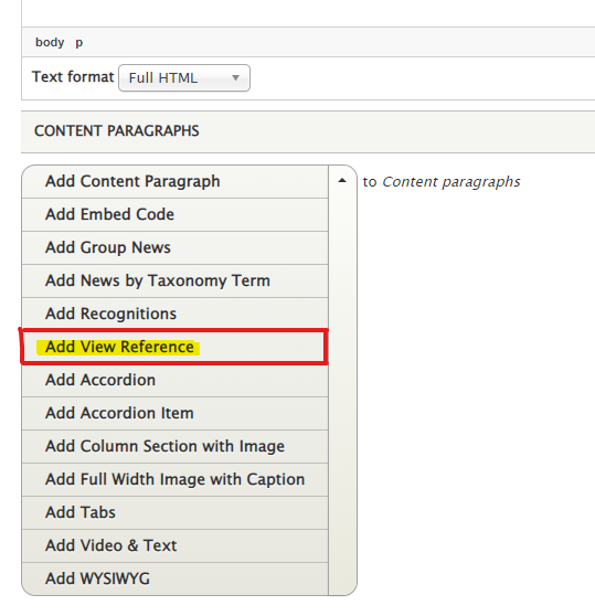 CMS Drop-down list of content paragraphs