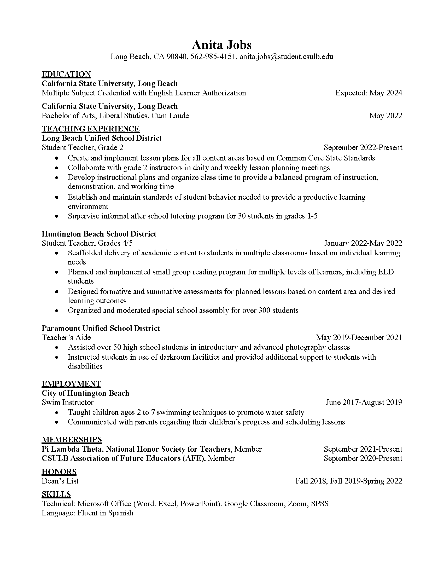 Resume Sample