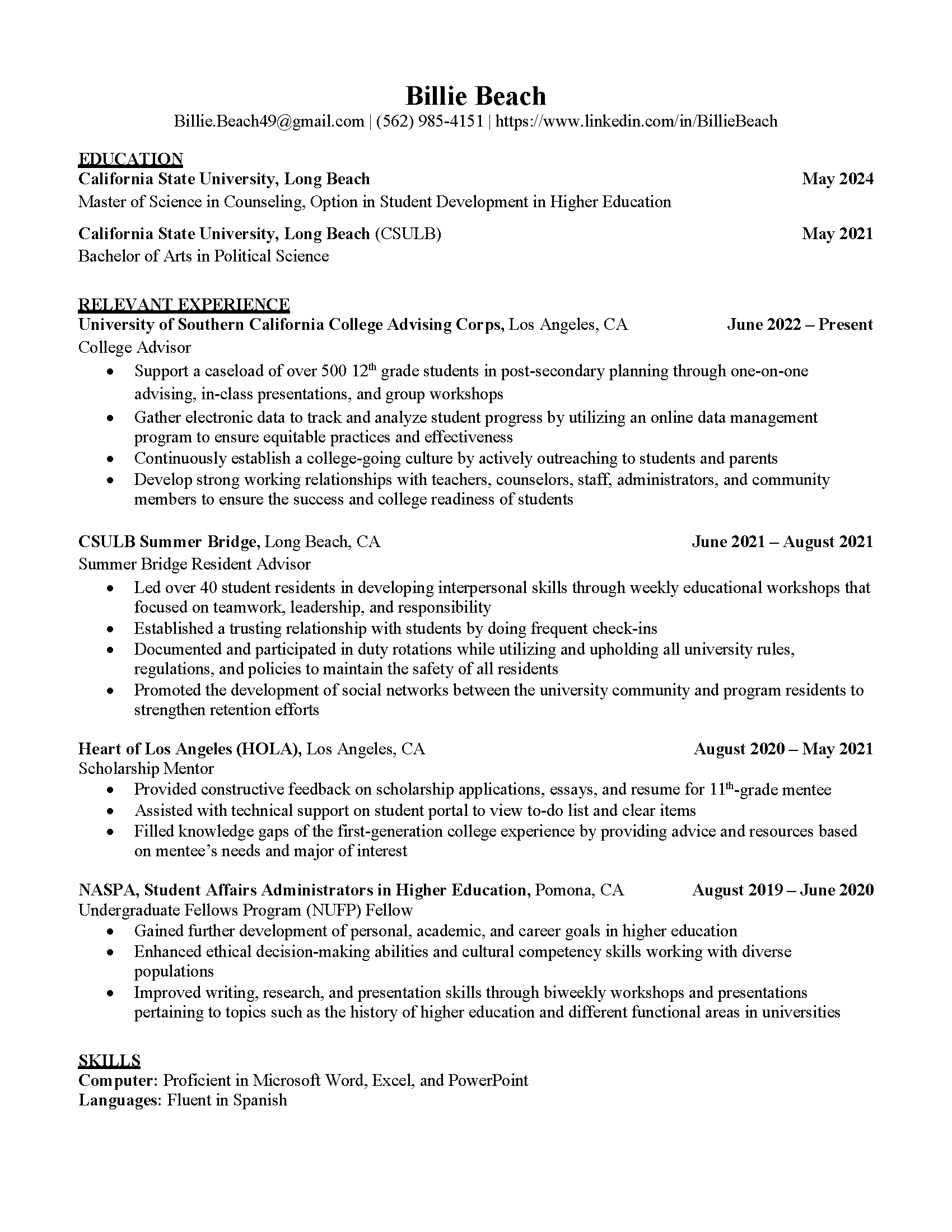 Resume Sample