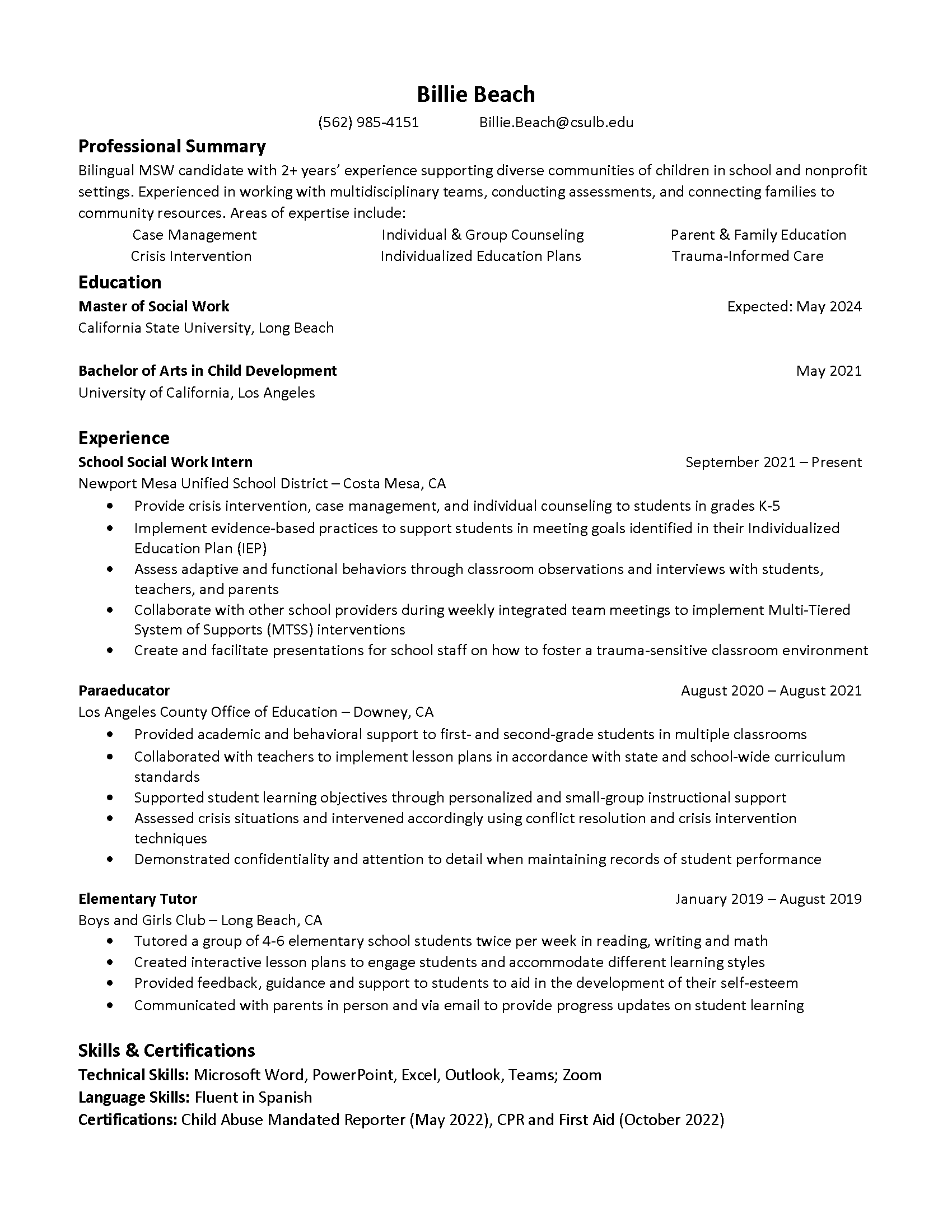 Resume Sample