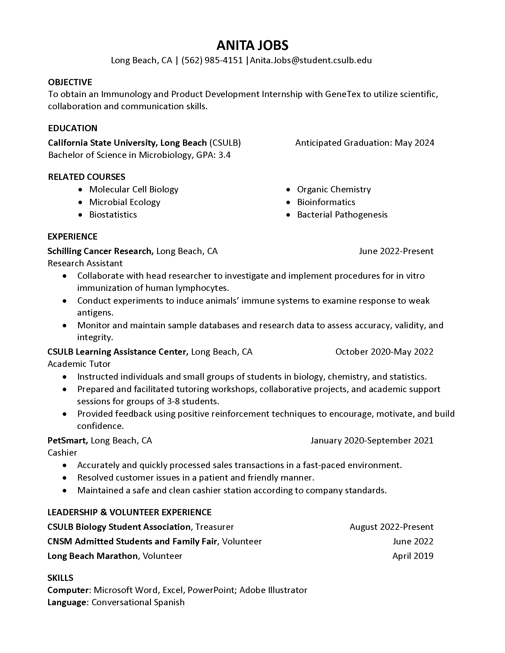 Resume Sample