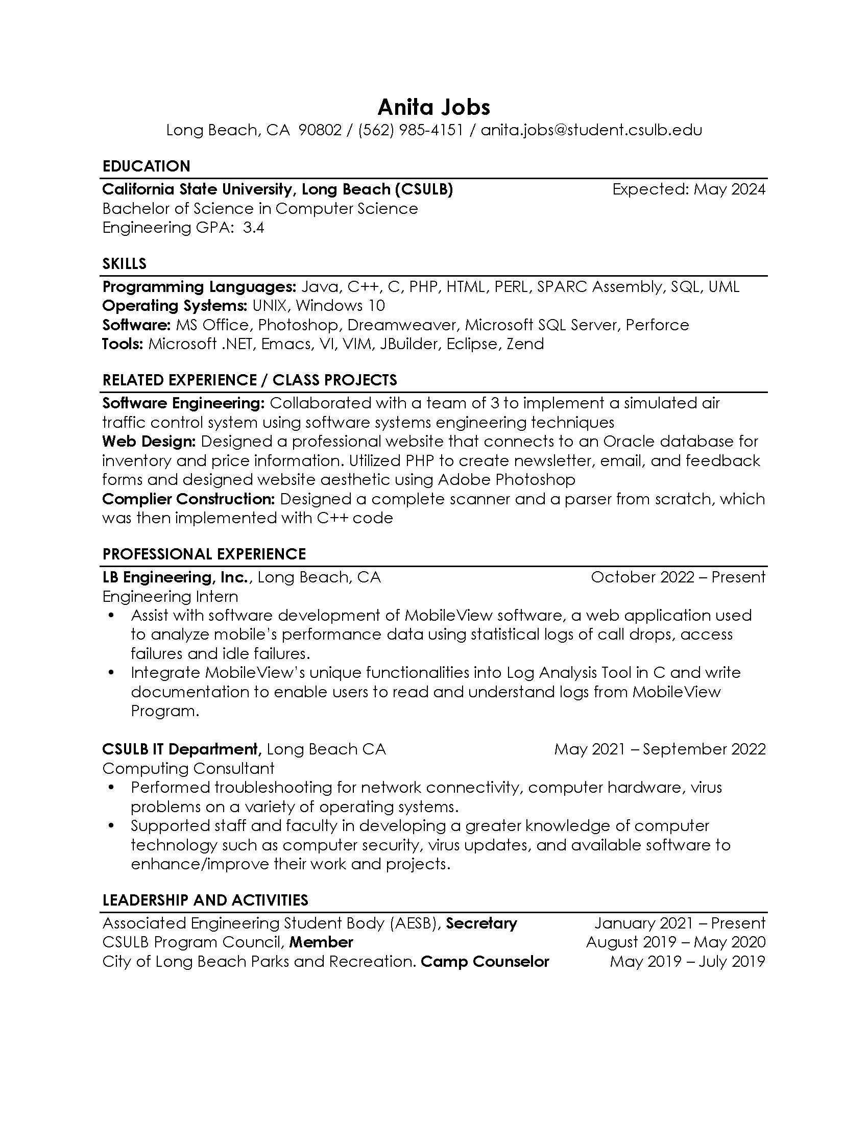 Resume Sample