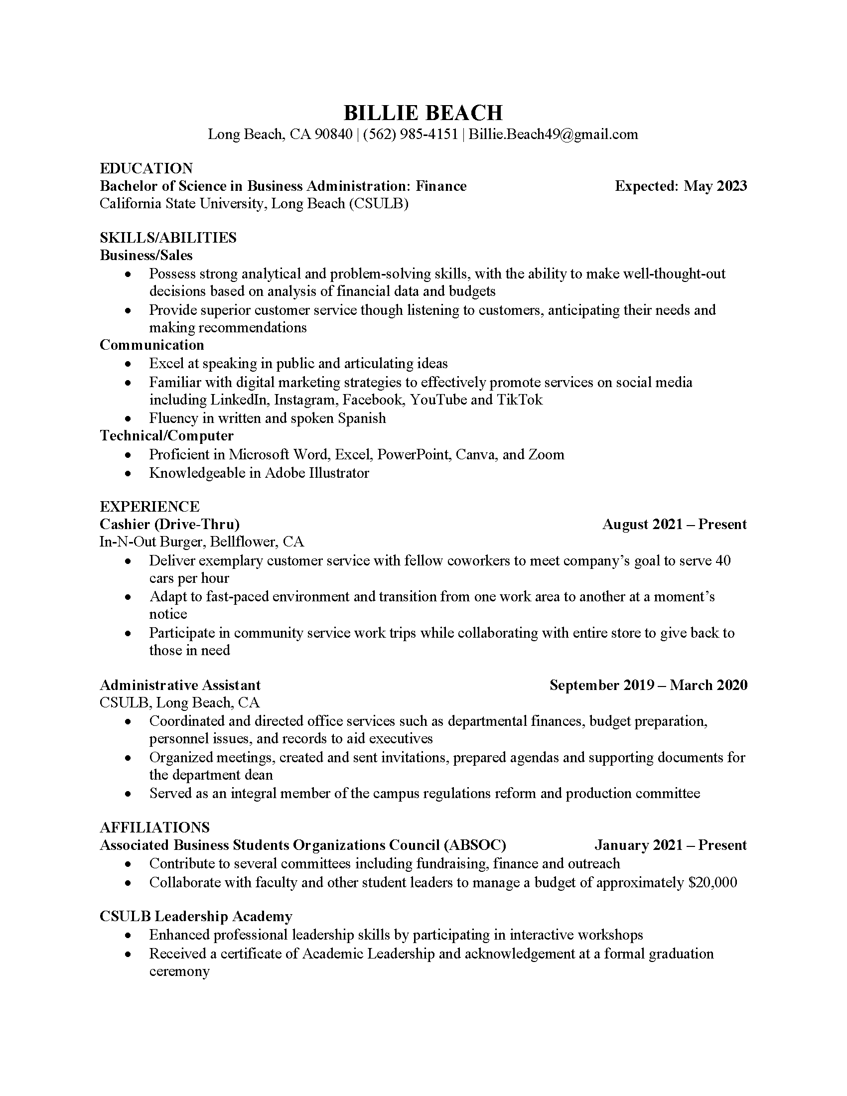 Resume Sample