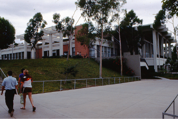 USU front entrance from friendship walk_1980s