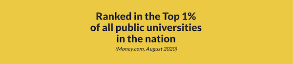ranked in the top 1% of all public universities in the nation according to Money magazine