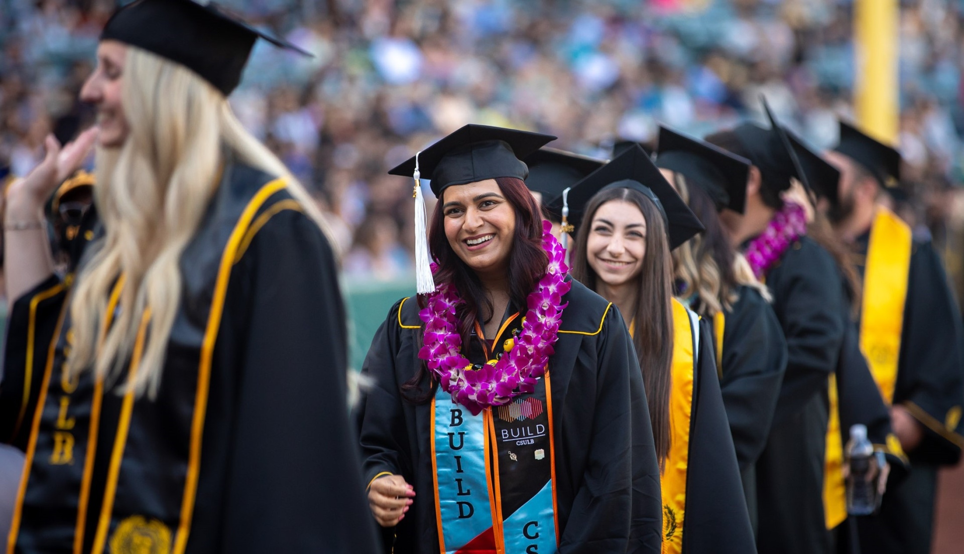 Students processing at commencement