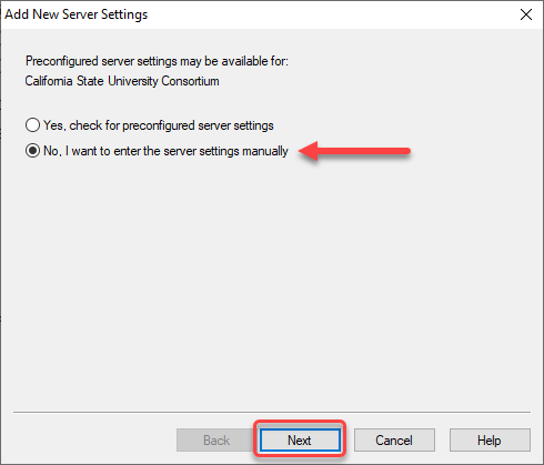 Manual Server Settings