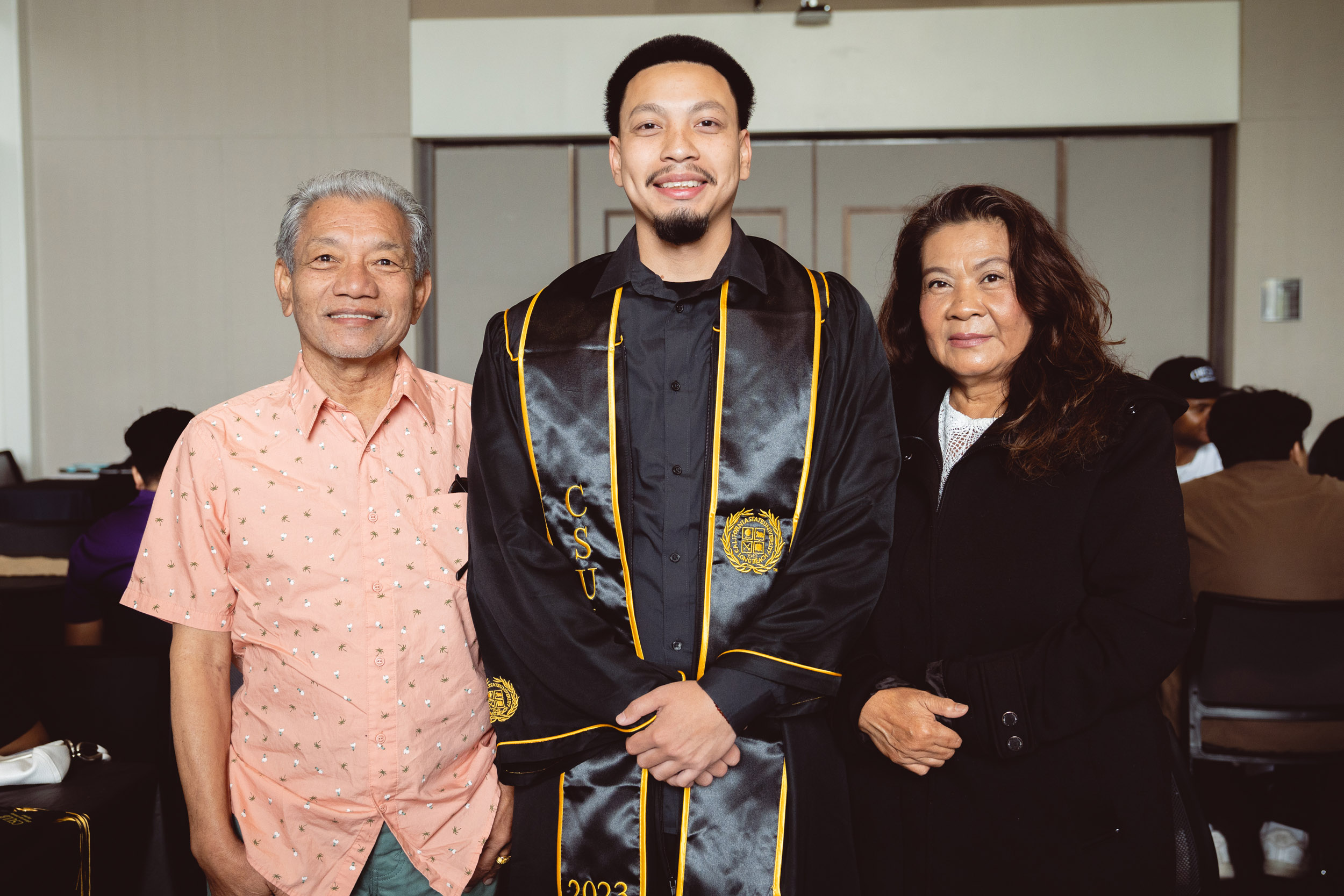 Cambodian student and parents